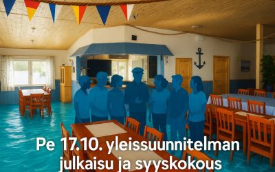 Pe 17.10. klo 17 sataman yleissuunnitelman julkaisu ja kello 18 yhdistyksen syyskokous & kauden päättäjäiset