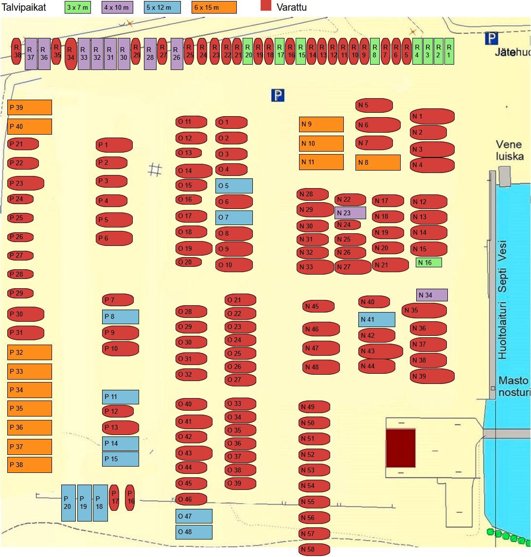 Veneiden talvisäilytyspaikkojen varaustilanne